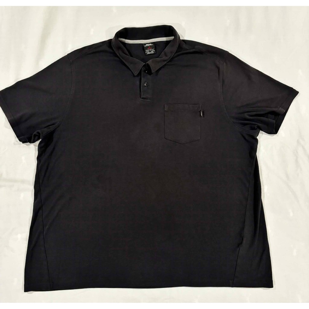 Oakley Mens XXL Black Short Sleeve Pocket Polo Shirt Regular Fit Logo Tab